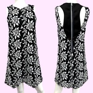 Sam Edelman Black and White Appliqué Lace Shift Dress